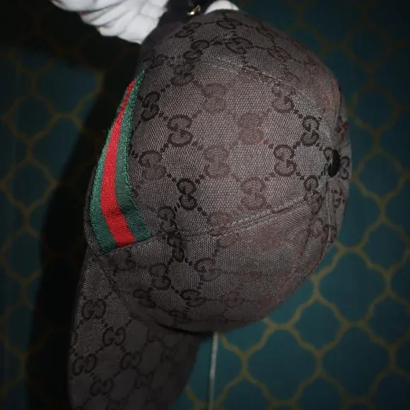 SOLD -- Gucci Sherry Web Black Monogram GG Baseball Cap Hat - Picture 4 of 10
